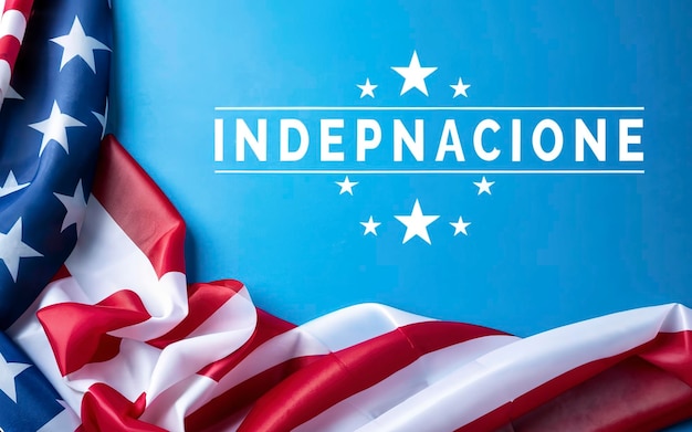 De vlag van de Verenigde Staten op een blauwe achtergrond Concept Memorial Day Onafhankelijkheidsdag 4 juli