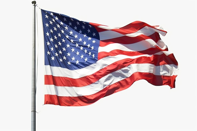 De vlag van de Verenigde Staten van Amerika Geïsoleerde effen witte achtergrondgeluid AI Generative