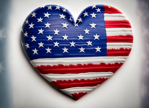 De vlag van de Verenigde Staten van Amerika met vector de illustratieontwerp van de hartvorm