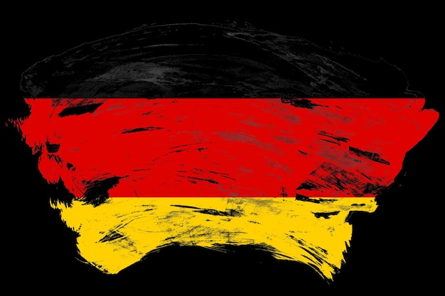 De vlag van Duitsland op de verontruste zwarte achtergrond van de slagborstel