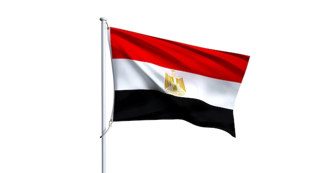 De vlag van Egypte op een witte achtergrond.