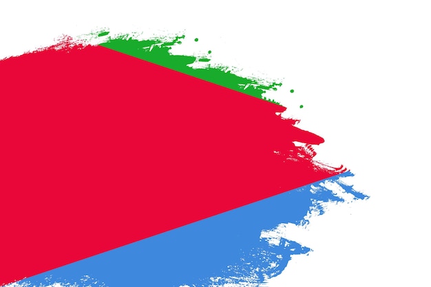 De vlag van Eritrea op een gebrandschilderde penseelstreek schilderde een geïsoleerde witte achtergrond met kopieerruimte