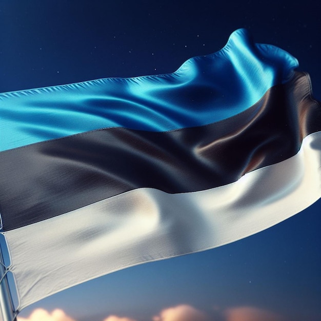 De vlag van Estland in het middelpunt van de verkenning van zijn geschiedenis kleuren en nationale trots