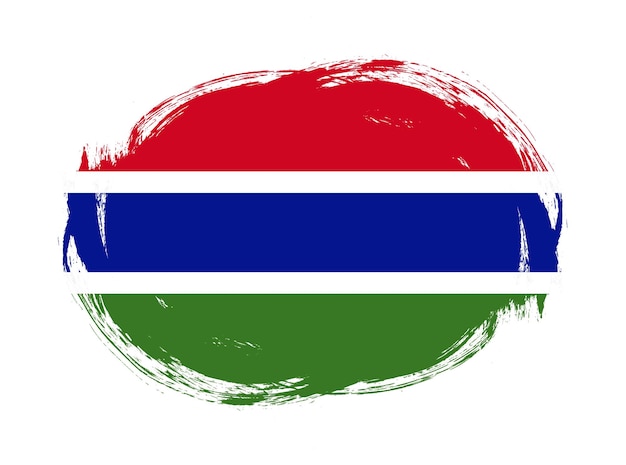 De vlag van Gambia op de achtergrond van de borstel met een afgeronde slag