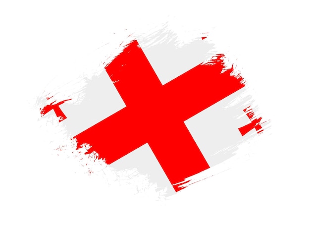 De vlag van Georgië met het abstracte effect van de verfborsteltextuur op witte achtergrond