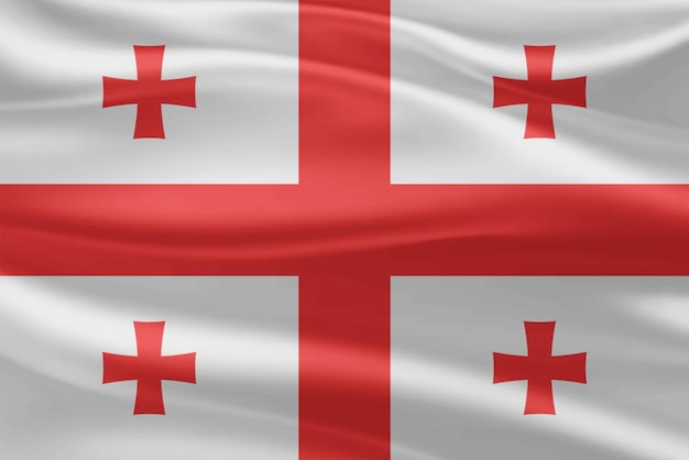 De vlag van Georgië waait van dichtbij.