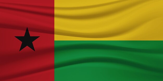 De vlag van Guinee-Bissau zwaait in de lucht