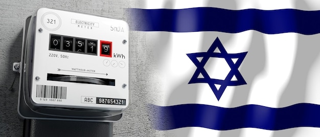 De vlag van het land van Israël en energiemeter 3D illustratie