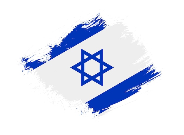 De vlag van Israël met het abstracte effect van de verfborsteltextuur op witte achtergrond