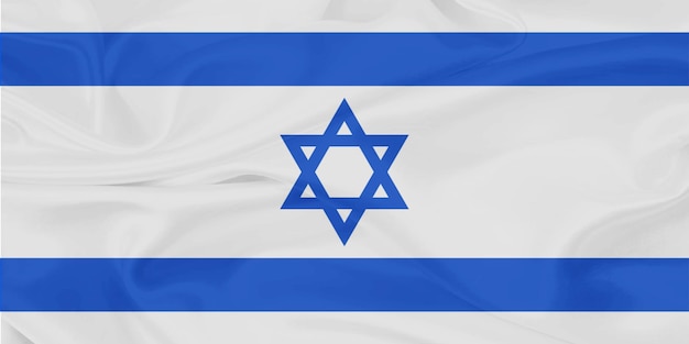 De vlag van Israël wordt door de wind geschud.