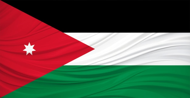 De vlag van Jordanië vliegt in de wind