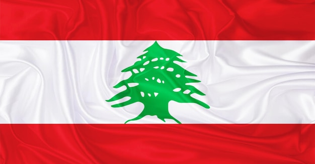 De vlag van Libanon vliegt in de wind