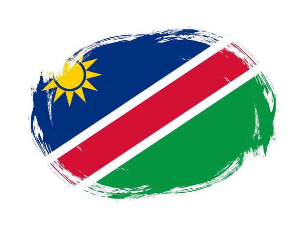 De vlag van Namibië op de afgeronde penseelachtergrond