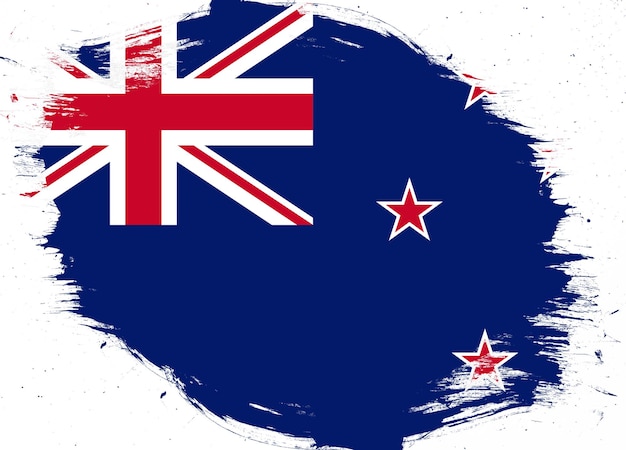 De vlag van Nieuw-Zeeland op de verontruste achtergrond van de grungeborstel