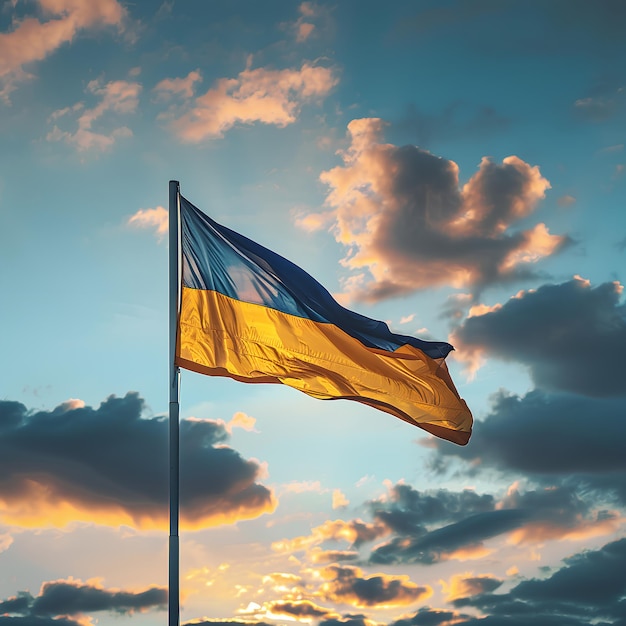 de vlag van Oekraïne op de achtergrond van de lucht