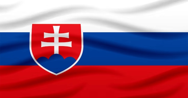 De vlag van Slowakije vliegt in de wind