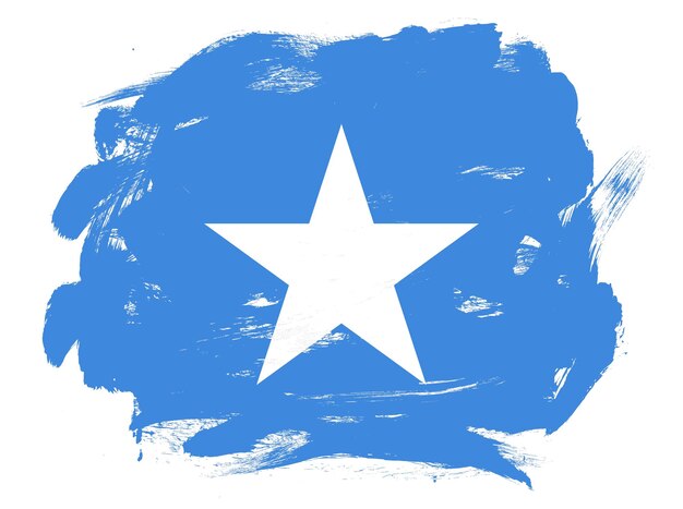 De vlag van Somalië op de abstracte geschilderde witte achtergrond van de slagborstel