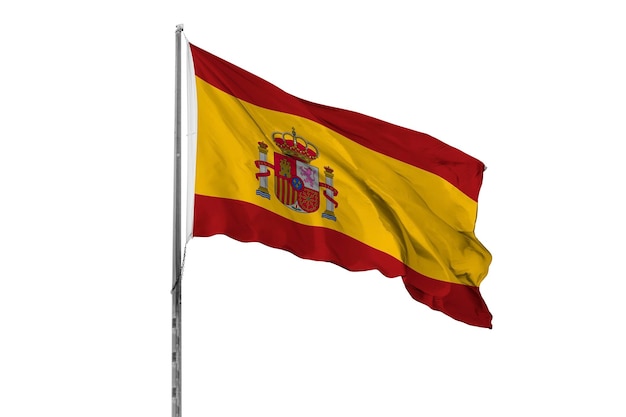 De vlag van Spanje op een witte achtergrond.
