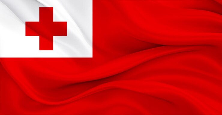 Foto de vlag van tonga vliegt in de wind