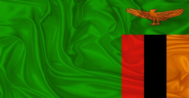 De vlag van Zambia vliegt in de wind