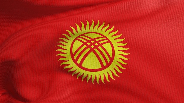 De vloeiende textuur van de vlag van Kirgizië