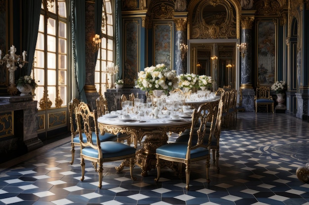 Foto de voorkamer van de koninklijke tafel van het paleis van versailles