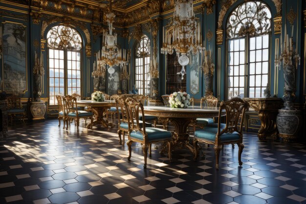 Foto de voorkamer van de koninklijke tafel van het paleis van versailles