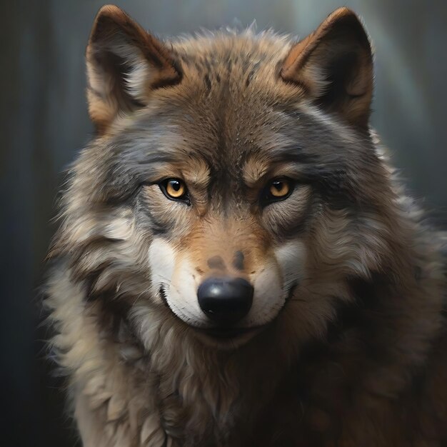 De voorkant van een wolven gezicht AI