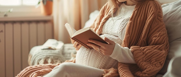 De vreugde van ontspanning en het lezen van een gids voor zwangere vrouwen over rust en rust tijdens de zwangerschap