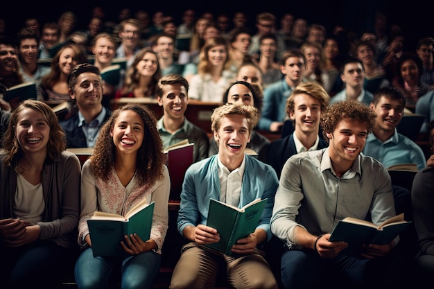 De vreugde vastleggen Een rij stralende studenten