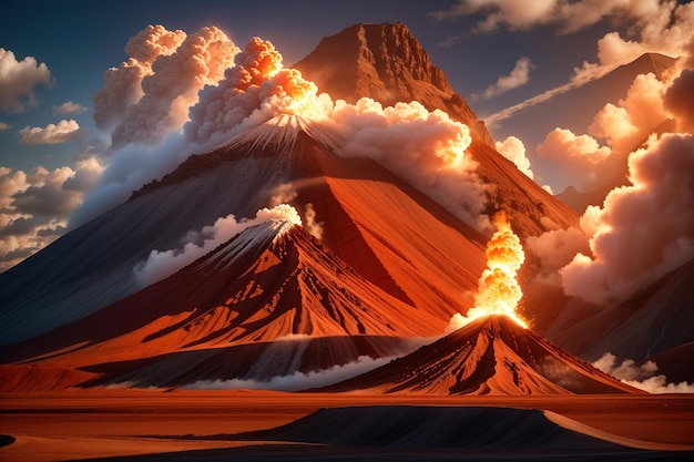 De vulkaan rommelde onheilspellende rookwolken uit de krater