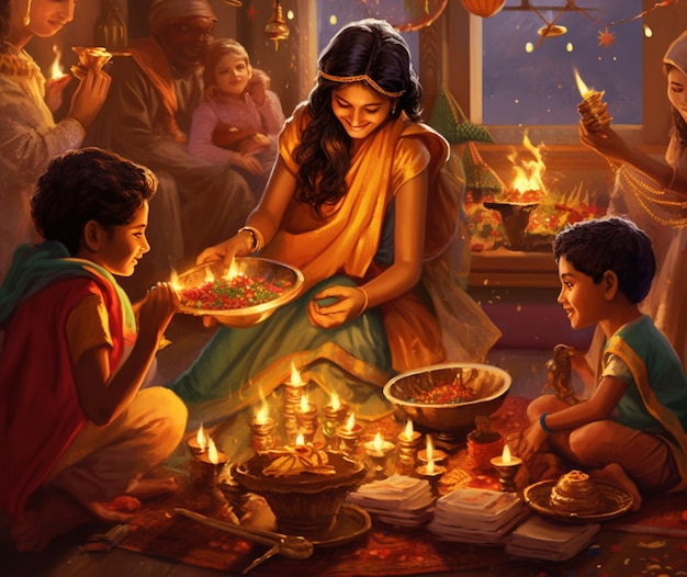 De warmte van de Diwali-tradities die in de winter worden gevierd