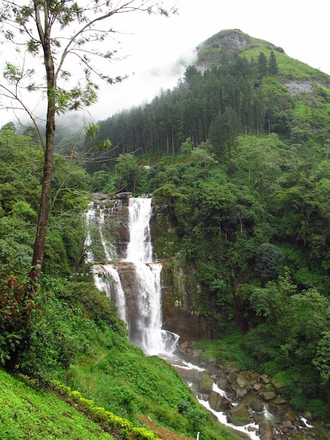 De waterval in Nuwara Eliya, Sri Lanka