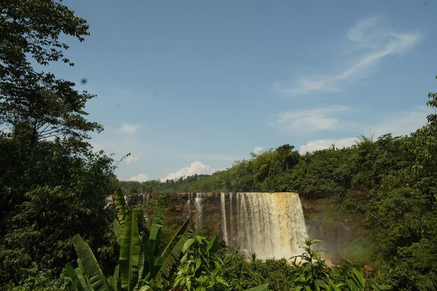 De waterval vanaf de kant van de weg