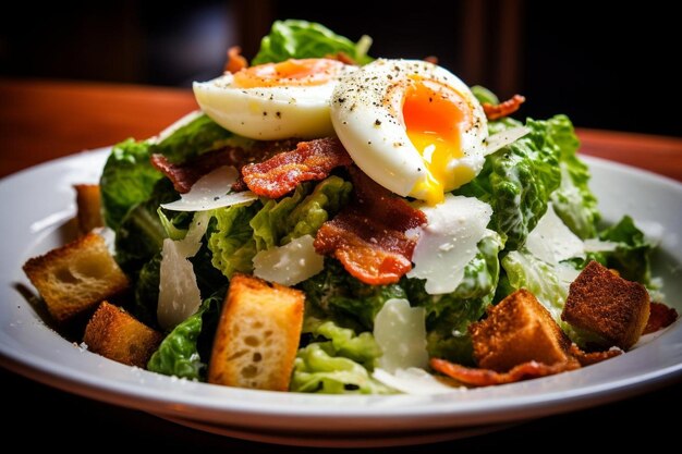 De weelderige Caesar-salade is een sensatie.