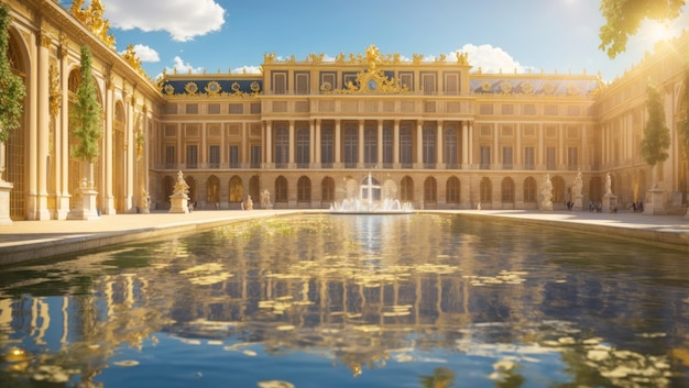 De weelderige pracht schilderen Het paleis van Versailles op een zomermiddag