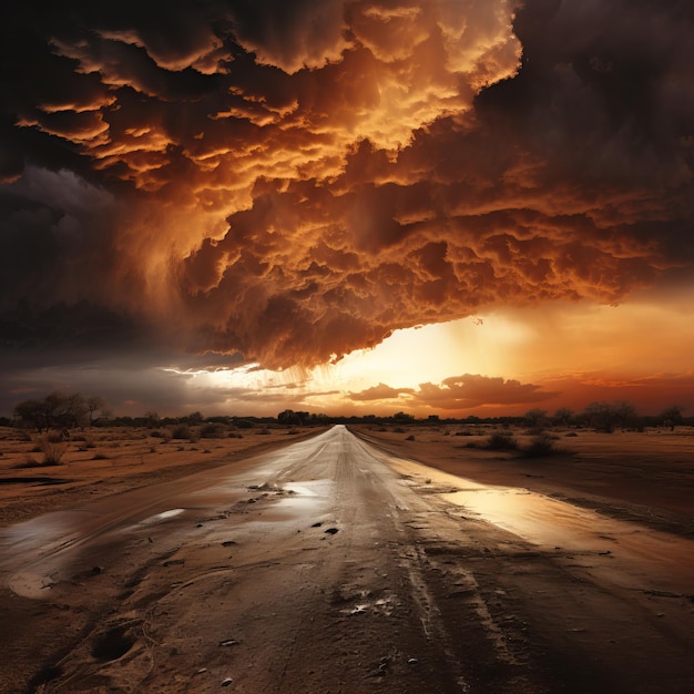 De weg is gesloten bij Stormy Sunset.