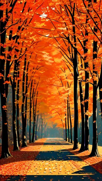 de weg naar het bos in de herfst natuur landschap landschap