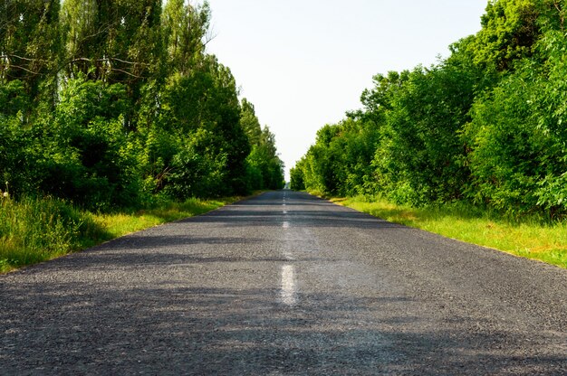 De weg van asfalt verdwijnt.