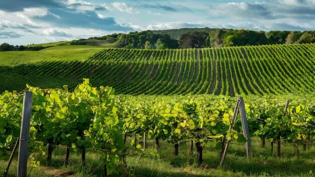 De wijn in de wijngaard wijnstreek van Zuid-Moravië Tsjechië