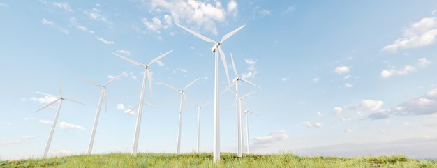 De windturbines op groen gebied 3d geven terug