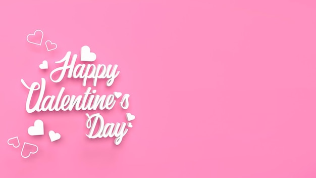De witte gelukkige valentijnskaartdag op roze achtergrond voor het 3d teruggeven van het vakantieconcept