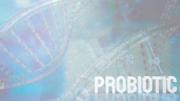 De witte tekst probiotische op sci achtergrond 3D-rendering