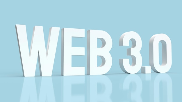 De witte tekst van Web 3.0 op blauwe achtergrond voor 3D-rendering van het technologieconcept