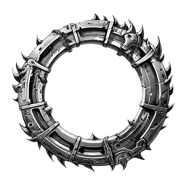 De woeste Orc Chakram brutaal gemaakt in monochrome kunstzinnigheid