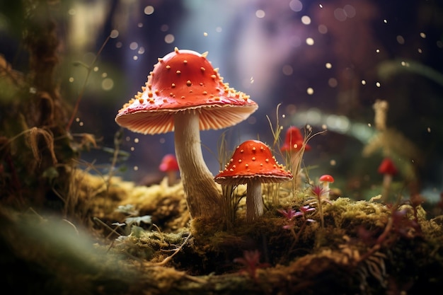 De Wonderland-serie met grillige paddenstoelen Generative Ai