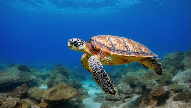 De zeeschildpad die zwemt