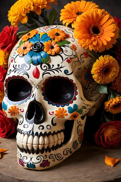 De zielsdag van de doden vastleggen in Artistieke Sugar Skull