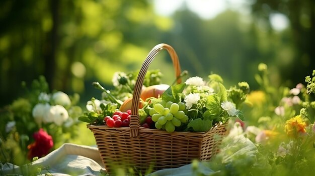 De zomerblissing omarmen De overvloed van de natuur genieten van de picknickmand