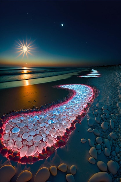 De zon gaat onder over het water op het strand generatieve ai